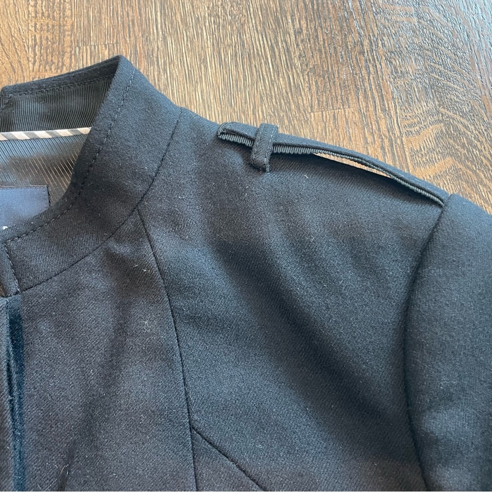 Banana Republic Wool Black Military Style Suit Coat - Size 12 - Picture 9 of 11